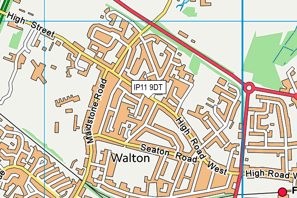 IP11 9DT map - OS VectorMap District (Ordnance Survey)