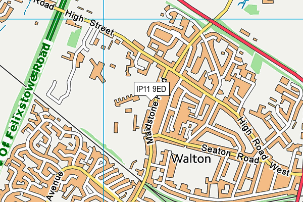 Set Felix map (IP11 9ED) - OS VectorMap District (Ordnance Survey)