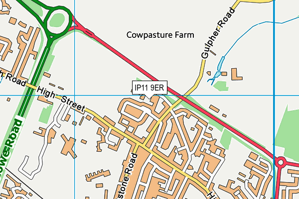 IP11 9ER map - OS VectorMap District (Ordnance Survey)