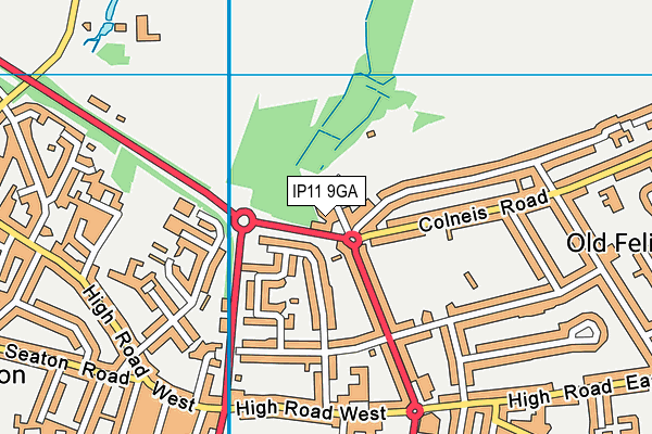 IP11 9GA map - OS VectorMap District (Ordnance Survey)