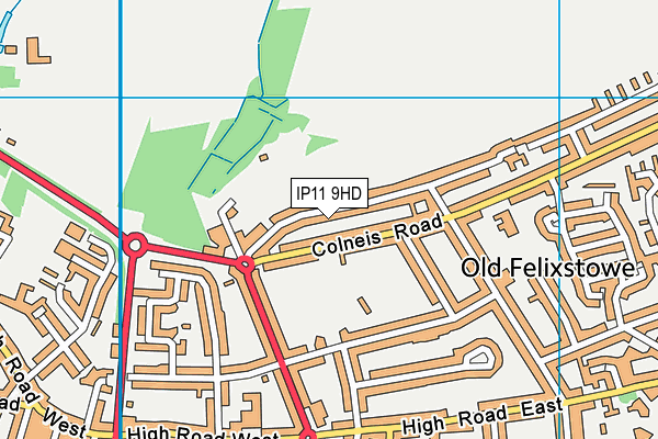 IP11 9HD map - OS VectorMap District (Ordnance Survey)