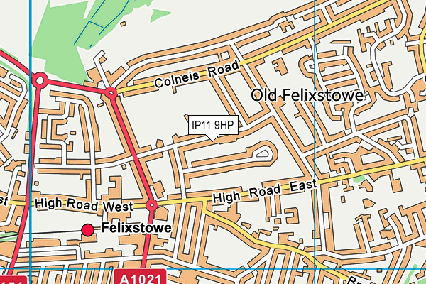 Town Ground map (IP11 9HP) - OS VectorMap District (Ordnance Survey)