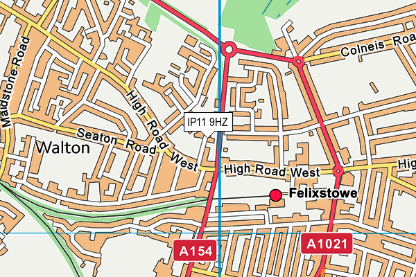 IP11 9HZ map - OS VectorMap District (Ordnance Survey)