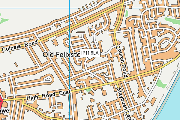IP11 9LA map - OS VectorMap District (Ordnance Survey)