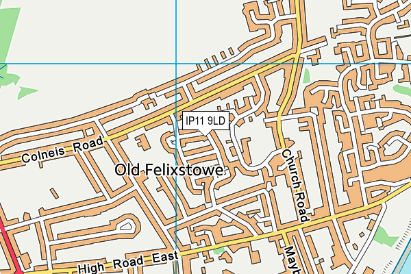 IP11 9LD map - OS VectorMap District (Ordnance Survey)