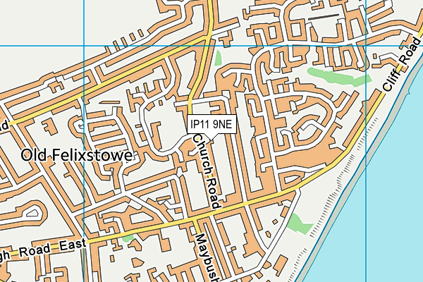 IP11 9NE map - OS VectorMap District (Ordnance Survey)