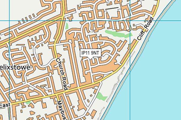 IP11 9NT map - OS VectorMap District (Ordnance Survey)