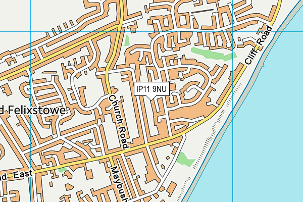 IP11 9NU map - OS VectorMap District (Ordnance Survey)
