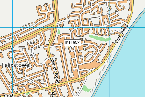 IP11 9NX map - OS VectorMap District (Ordnance Survey)