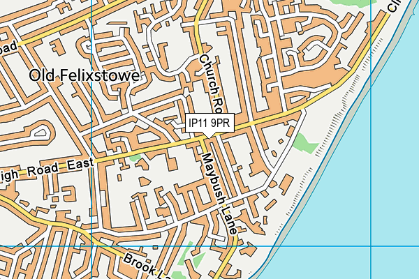 IP11 9PR map - OS VectorMap District (Ordnance Survey)