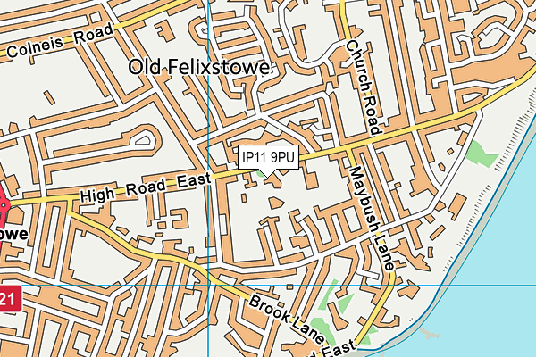 IP11 9PU map - OS VectorMap District (Ordnance Survey)