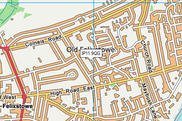 IP11 9QG map - OS VectorMap District (Ordnance Survey)