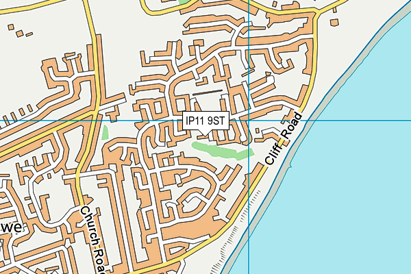 IP11 9ST map - OS VectorMap District (Ordnance Survey)