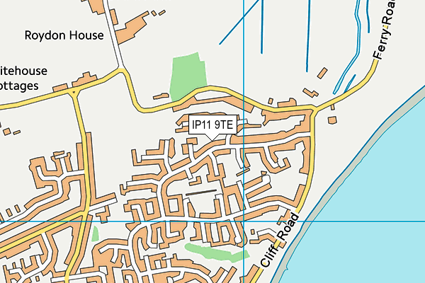 IP11 9TE map - OS VectorMap District (Ordnance Survey)