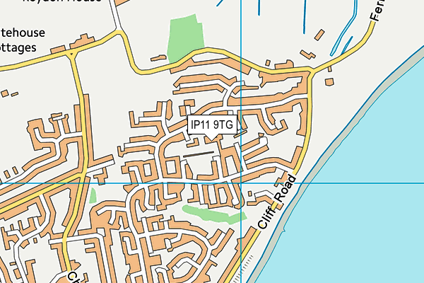 IP11 9TG map - OS VectorMap District (Ordnance Survey)