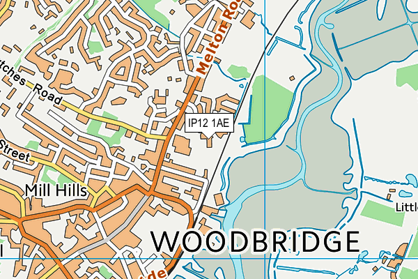 IP12 1AE map - OS VectorMap District (Ordnance Survey)