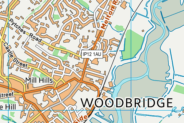 IP12 1AU map - OS VectorMap District (Ordnance Survey)