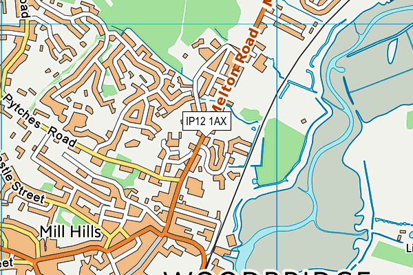 IP12 1AX map - OS VectorMap District (Ordnance Survey)