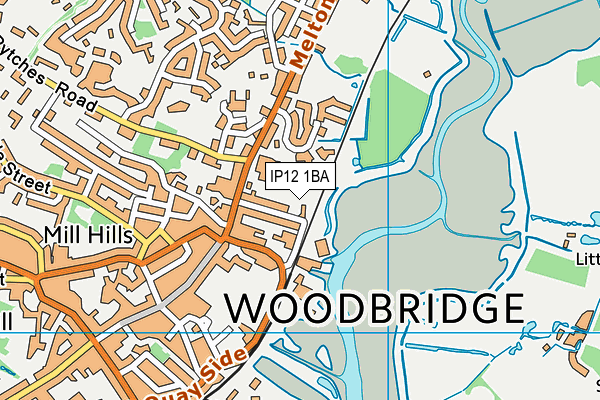 IP12 1BA map - OS VectorMap District (Ordnance Survey)