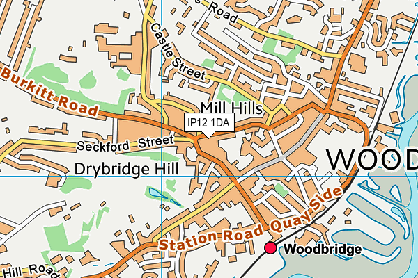 IP12 1DA map - OS VectorMap District (Ordnance Survey)