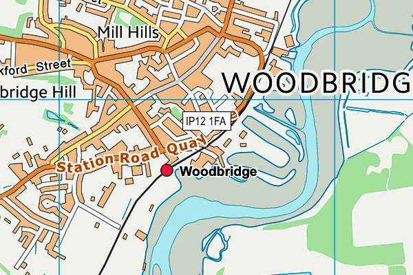 IP12 1FA map - OS VectorMap District (Ordnance Survey)