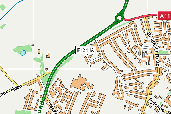 IP12 1HA map - OS VectorMap District (Ordnance Survey)