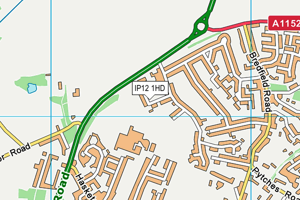 IP12 1HD map - OS VectorMap District (Ordnance Survey)