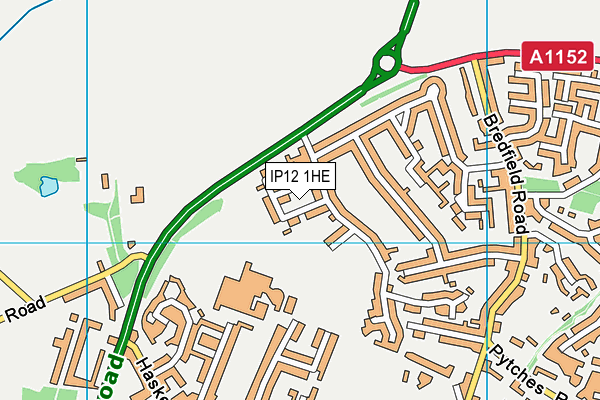 IP12 1HE map - OS VectorMap District (Ordnance Survey)