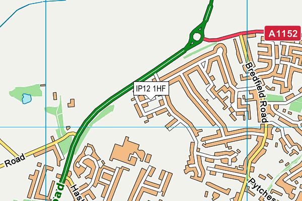 IP12 1HF map - OS VectorMap District (Ordnance Survey)