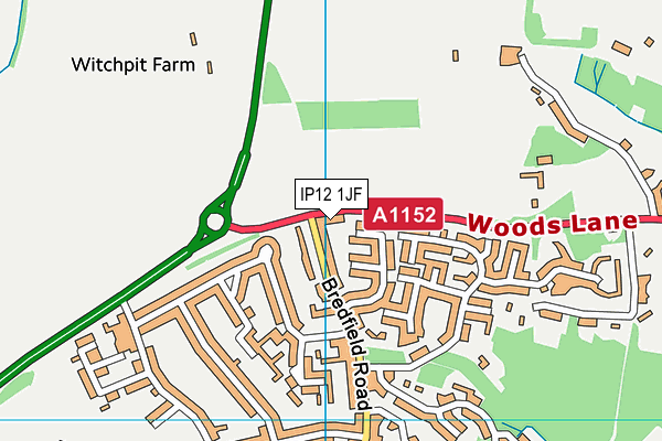 IP12 1JF map - OS VectorMap District (Ordnance Survey)