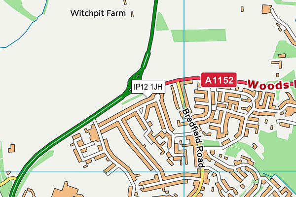 IP12 1JH map - OS VectorMap District (Ordnance Survey)