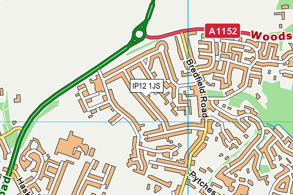 IP12 1JS map - OS VectorMap District (Ordnance Survey)