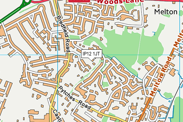 IP12 1JT map - OS VectorMap District (Ordnance Survey)