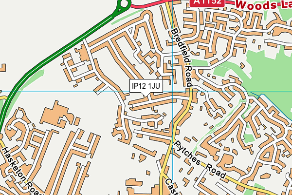IP12 1JU map - OS VectorMap District (Ordnance Survey)