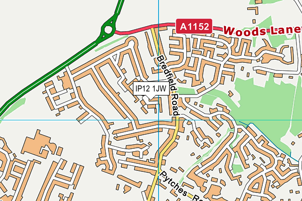 IP12 1JW map - OS VectorMap District (Ordnance Survey)