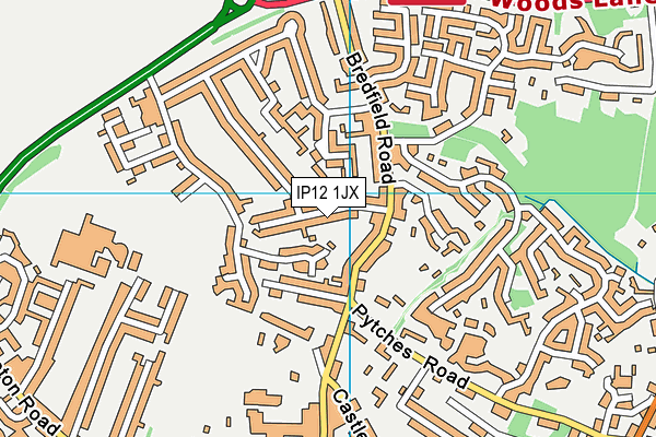 IP12 1JX map - OS VectorMap District (Ordnance Survey)