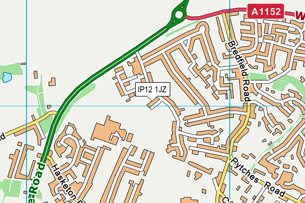 IP12 1JZ map - OS VectorMap District (Ordnance Survey)