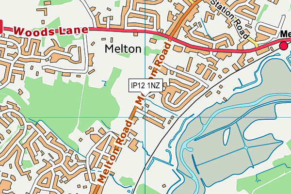 Melton Recreation Ground map (IP12 1NZ) - OS VectorMap District (Ordnance Survey)