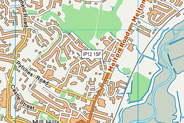 IP12 1SF map - OS VectorMap District (Ordnance Survey)