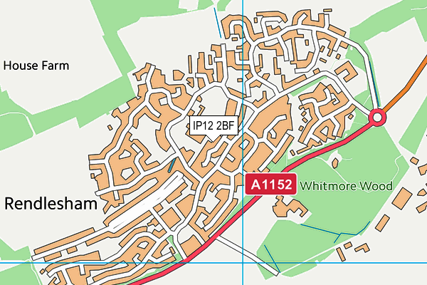IP12 2BF map - OS VectorMap District (Ordnance Survey)