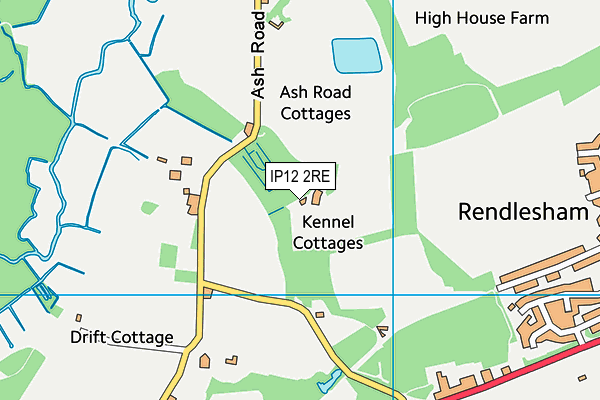 IP12 2RE map - OS VectorMap District (Ordnance Survey)