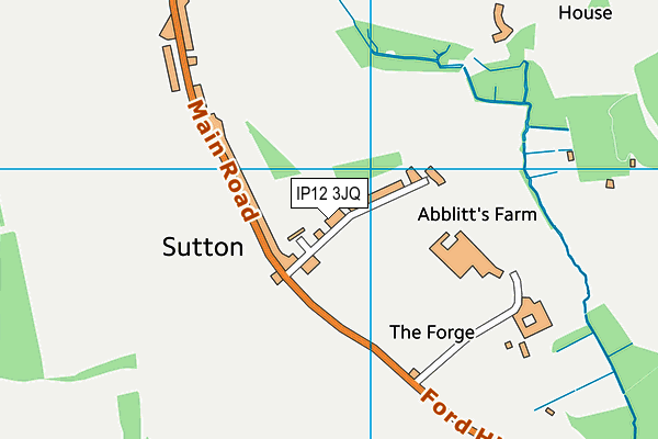 Sutton Recreation Ground map (IP12 3JQ) - OS VectorMap District (Ordnance Survey)