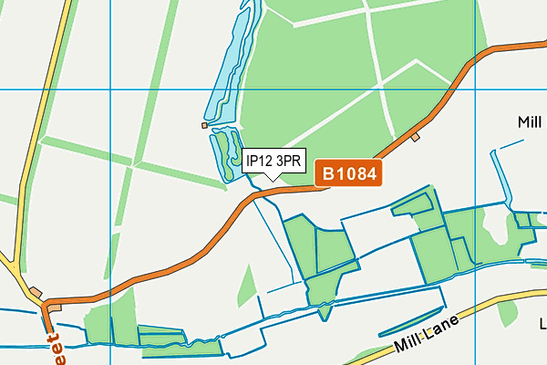 IP12 3PR map - OS VectorMap District (Ordnance Survey)