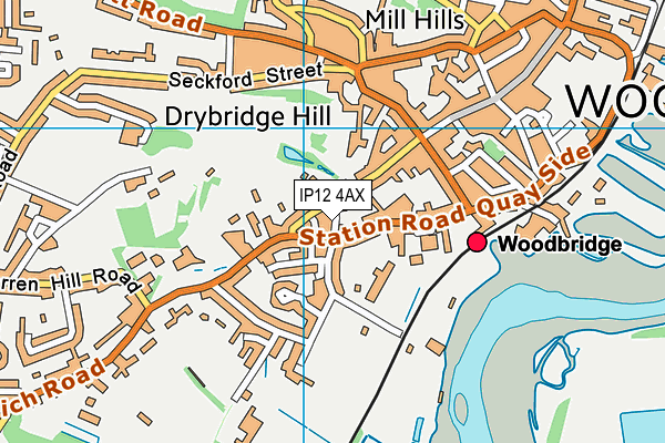 IP12 4AX map - OS VectorMap District (Ordnance Survey)