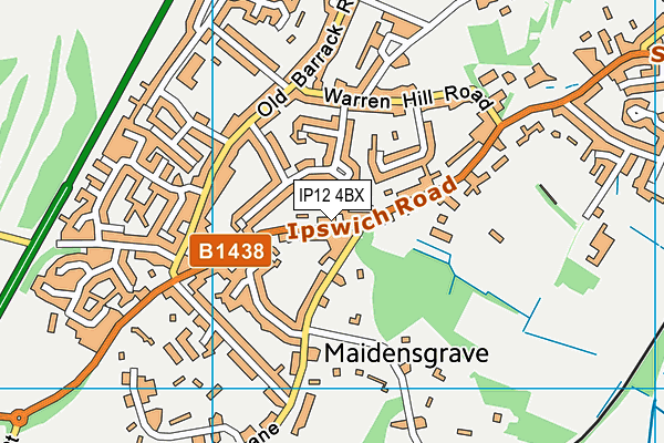 IP12 4BX map - OS VectorMap District (Ordnance Survey)