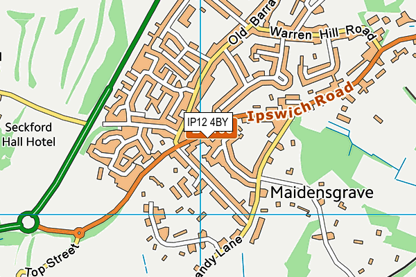 IP12 4BY map - OS VectorMap District (Ordnance Survey)