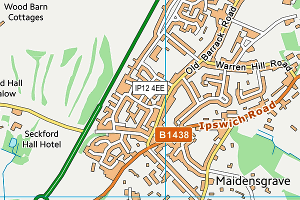 IP12 4EE map - OS VectorMap District (Ordnance Survey)