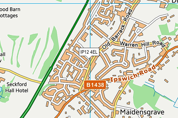 IP12 4EL map - OS VectorMap District (Ordnance Survey)