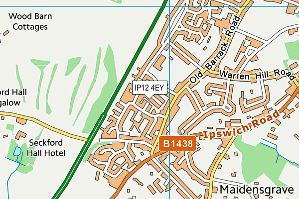 IP12 4EY map - OS VectorMap District (Ordnance Survey)