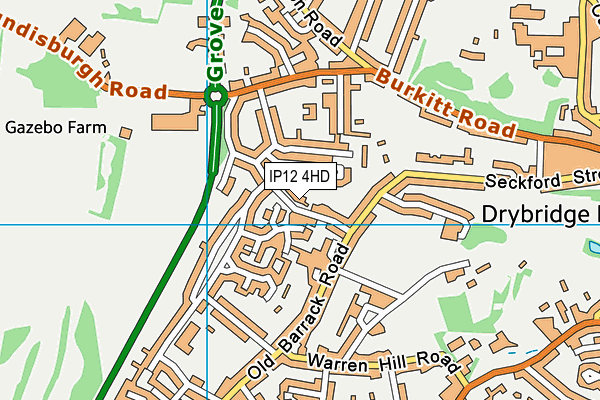 IP12 4HD map - OS VectorMap District (Ordnance Survey)